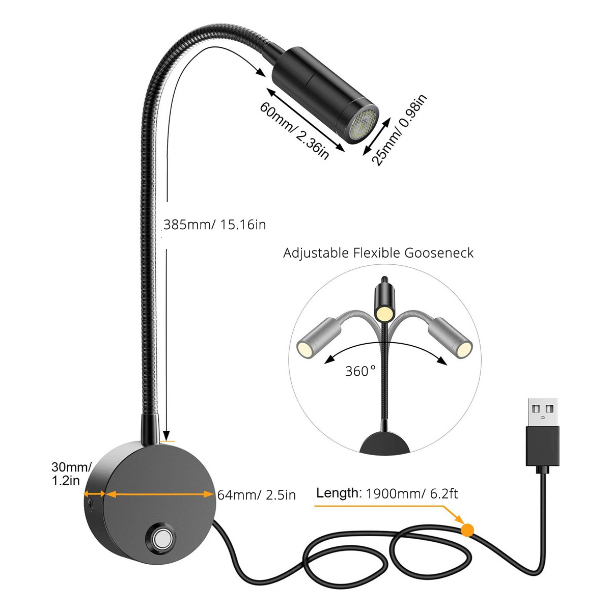 2pcs 5V USB Bedside Wall Readi - Laptop Accessories Light review and price